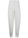 Mugler Pleated Tapered Twill Trousers In Off White