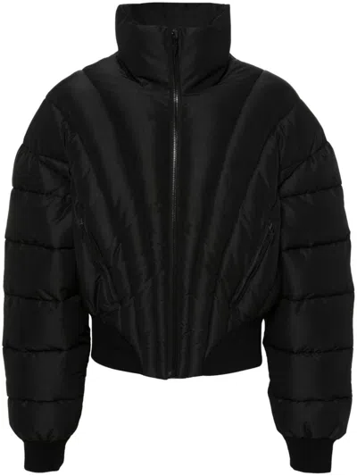 Mugler Logo Short Recycled Poly Puffer Jacket In Black