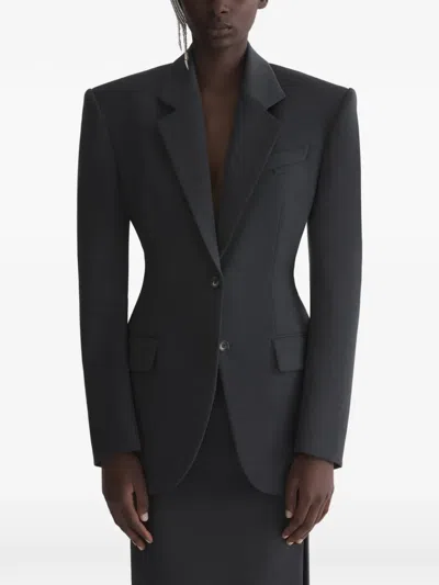 Mugler Padded Shoulder Jacket In Gray