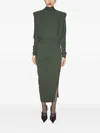 Mugler Padded-shoulder Midi Dress In Green