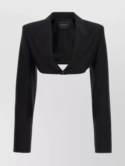 Mugler Padded Shoulders Cropped Jacket In Black