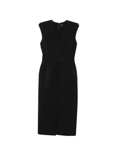 Mugler Padded-shoulder Midi Dress In Black