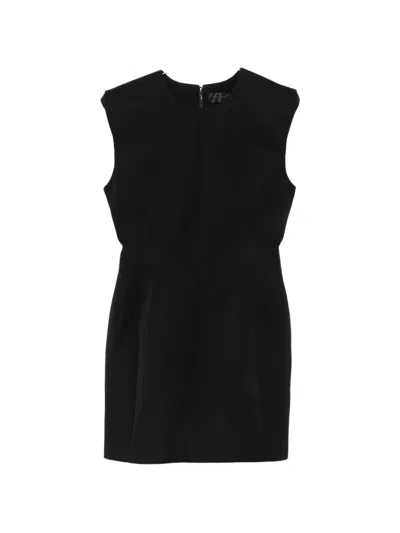 Mugler Padded-shoulder Sleeveless Mini Dress In Black