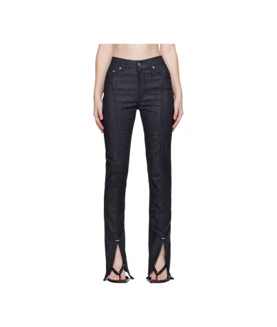 Mugler Paneled Slit Denim Trousers In Black