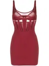 Mugler Panelled Corset Minidress In Red