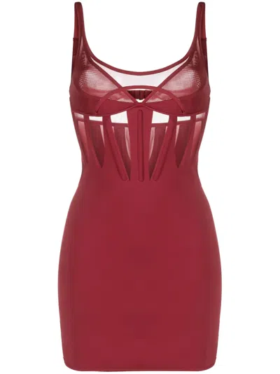 Mugler Panelled Corset Minidress In Red
