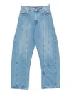 Mugler Panelled Cotton Jeans In Blue