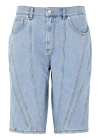 Mugler Panelled Denim Shorts In Light Blue