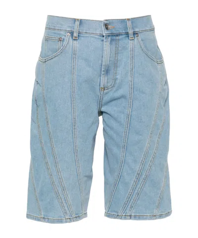 MUGLER PANELLED DENIM SHORTS