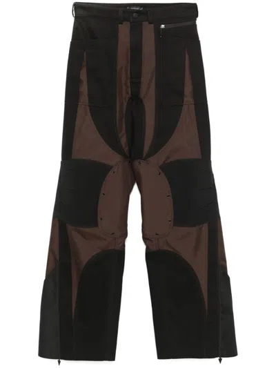 Mugler Panelled-design Cargo Pants In Brown