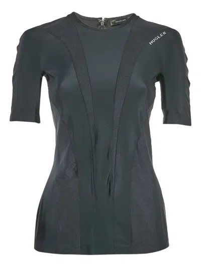 Pre-owned Mugler Panelled Zip Top In Gray