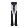 Mugler Flared Sheer Pants With Tulle Ruffles In Black