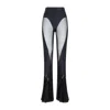 Mugler Flared Sheer Pants With Tulle Ruffles In Black