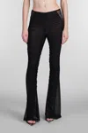Mugler Ruched Flared Trousers In Black