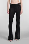 Mugler Ruched Flared Trousers In Black
