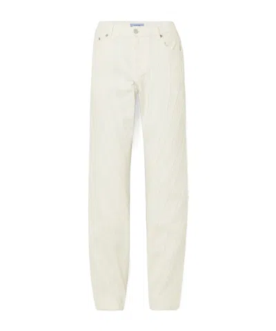Mugler Patchwork Straight Leg Jeans In Nude