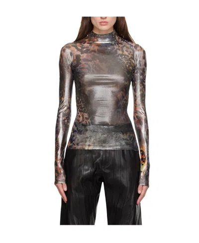 Mugler Pattern Printed Long-sleeved T-shirt In Black