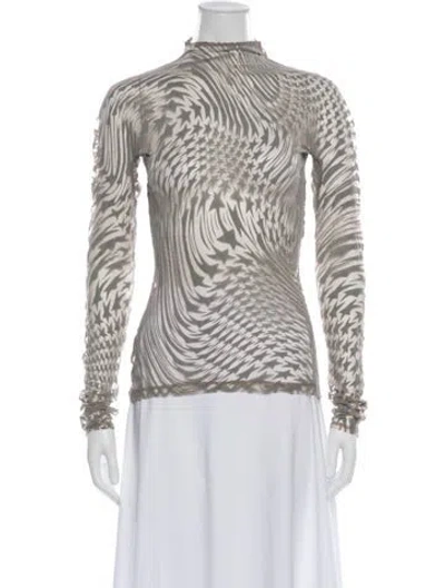 Pre-owned Mugler Patterned Turtleneck Top In Neutral