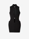 Mugler Black Open Neckline Tailored Dress