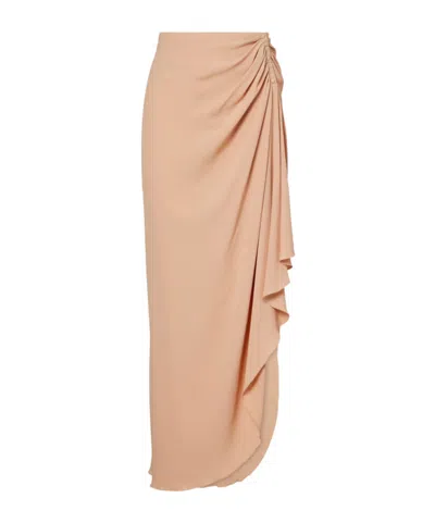 Mugler Pendulous Crepe Chiffon Midi Skirt In Brown