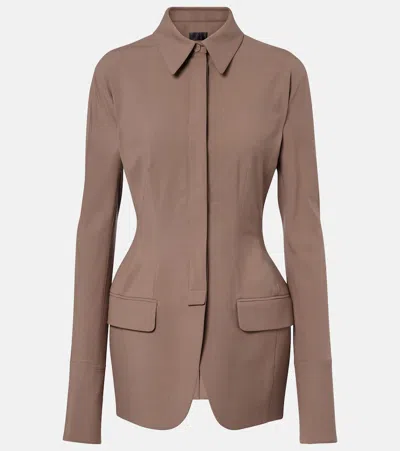 Mugler Peplum Jacket In Brown
