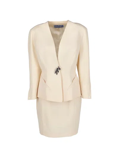 Pre-owned Mugler Peplum Skit Suit In Neutrals