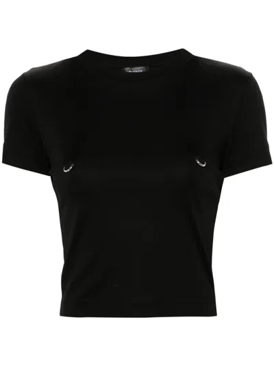 MUGLER PIERCED BABY T-SHIRT WOMAN BLACK IN COTTON