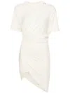 Mugler Pierced Draped T-shirt Dress In Neutrals