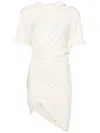 Mugler Pierced Draped T-shirt Dress In Nude