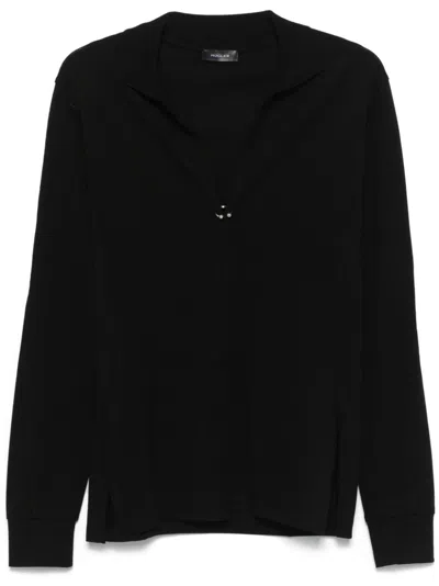 Mugler Pierced Polo Shirt In 黑色