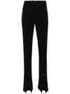 Mugler Piercing Detail High-waisted Trousers With Ankle Slit In Black
