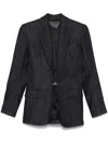 Mugler Pierced Tailored Jacket Raw Blue In Black