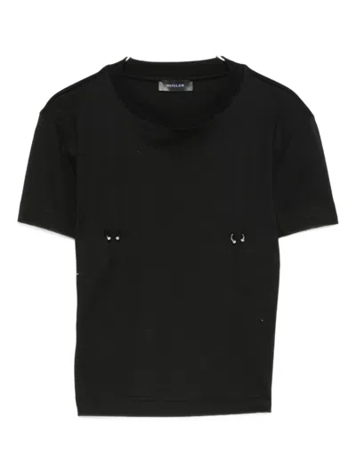 Mugler Piercing-detail Cotton T-shirt In Black