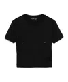 Mugler Cropped Tshirt Embellished Embellishments In Black