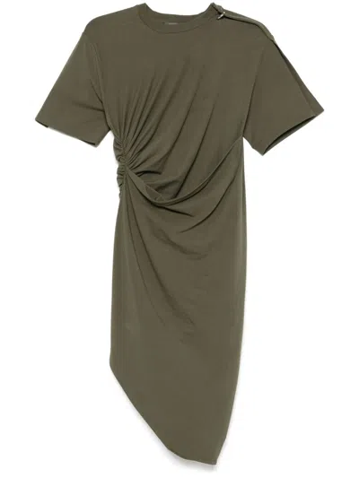 Mugler Piercing-detail Midi Dress In Green