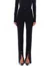 Mugler Piercing Detail High-waisted Trousers With Ankle Slit In Black