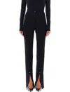Mugler Piercing Detail High-waisted Trousers With Ankle Slit In Black