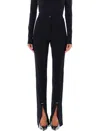 Mugler Piercing Detail High-waisted Trousers With Ankle Slit In Black