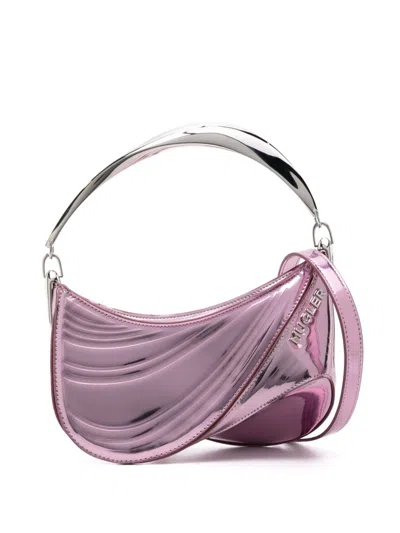 Mugler Pink Spiral Curve 01 Leather Shoulder Bag