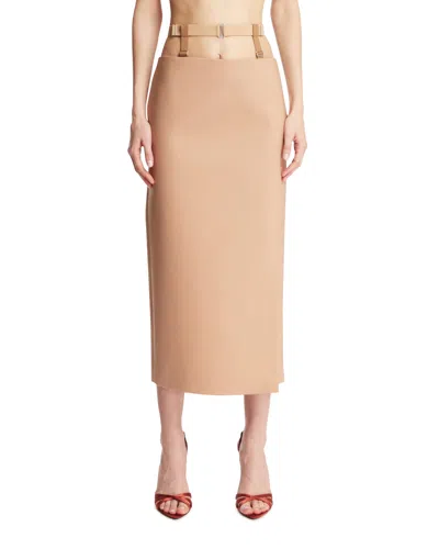Mugler Pink Suspended Pencil Skirt In Brown