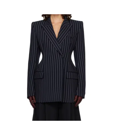 Mugler Pinstripe Double-breasted Jacket In Multi