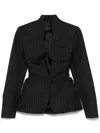 Mugler Pinstripe Wool-blend Blazer In Black