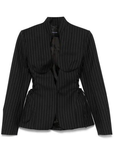 MUGLER PINSTRIPE SCULPTURAL JACKET