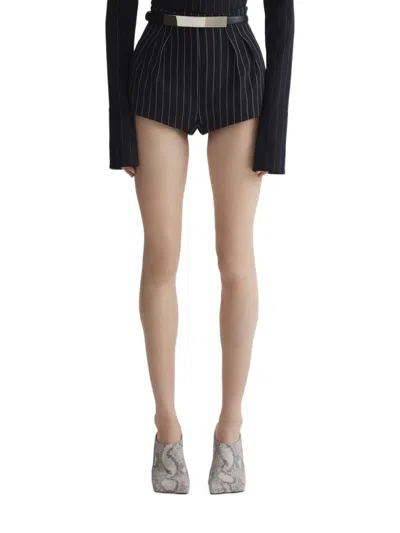 Mugler Pinstripe Shorts In Black