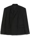 Mugler Black Pinstripe Oversized Tailoring Blazer In Black