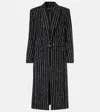 Mugler Pinstripe Wool-blend Coat In Black