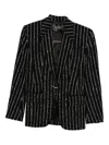 Mugler Pinstripe Wool Jacket In Black