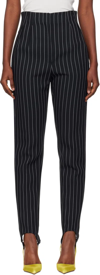 Mugler Pinstriped Slit Hem Trousers In Black