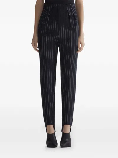 Mugler Pinstriped Slit Hem Trousers In Multi