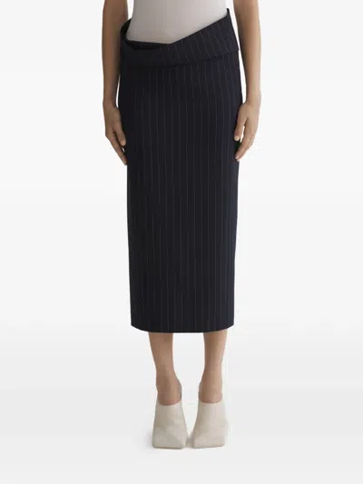 Mugler Pinstriped Split Skirt In Black